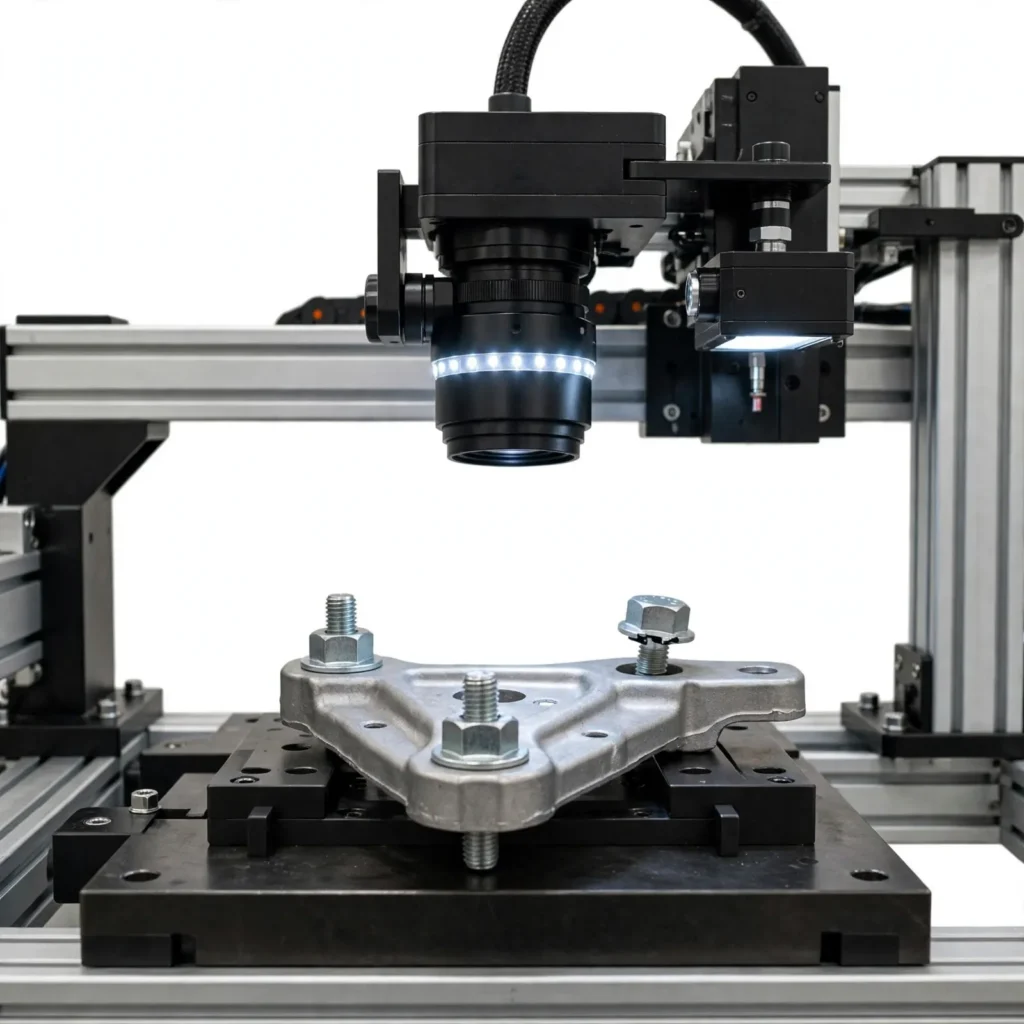 Automated visual inspection verifying screw installation assembly discrepancies before downstream processing