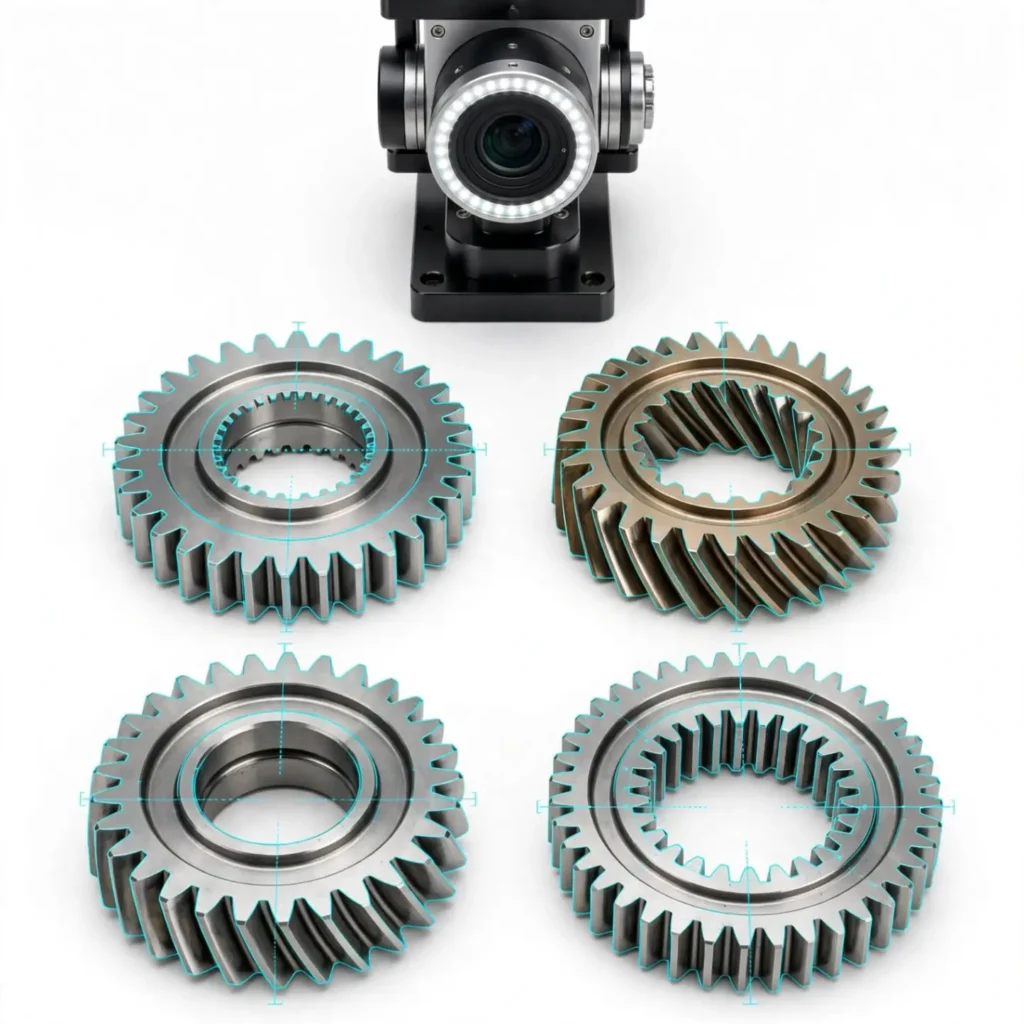 Industrial vision supporting component selection where similar-looking gears used across assemblies